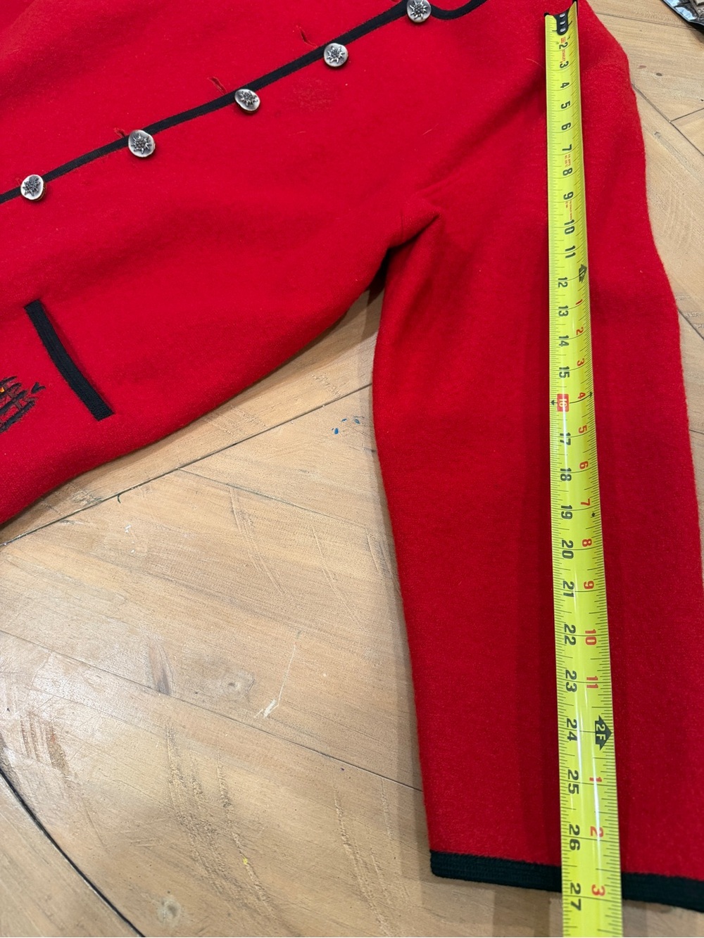 Vintage Vitabella Red Wool Goose Button Front Jacket XL - Picture 14 of 16